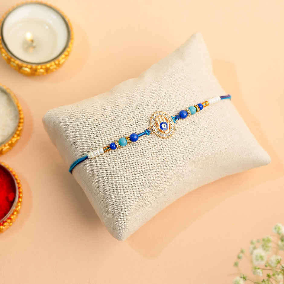 Rakhi for Brother | Evil Eye Blue & White | Pack of 1 | Tomuncle