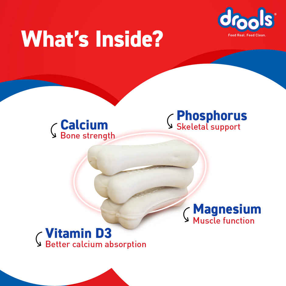 Drools Absolute Calcium Bone Jar, Dog Supplement - 40 pieces (600g)