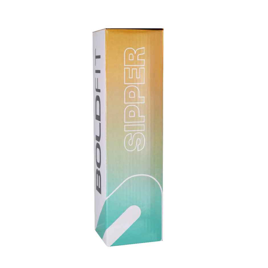 Boldfit Plastic Water Bottle with Motivational Time Markers | Teal and Orange | 1 L