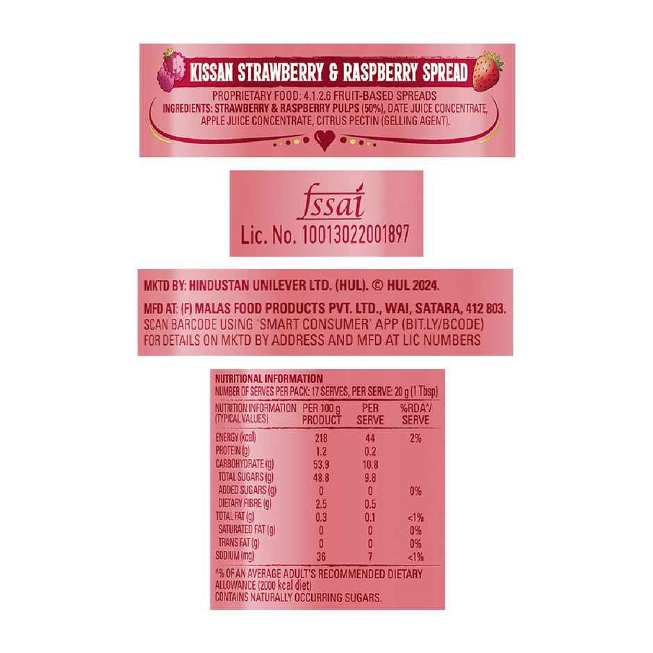 Kissan Strawberry Raspberry Spread
