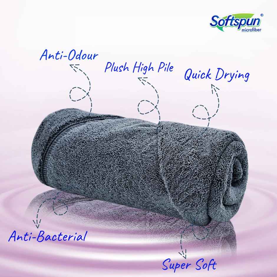 Softspun Microfiber Yoga, Gym & Sports Towel | Large, 380 GSM, 60x120cm, 1pc, Grey