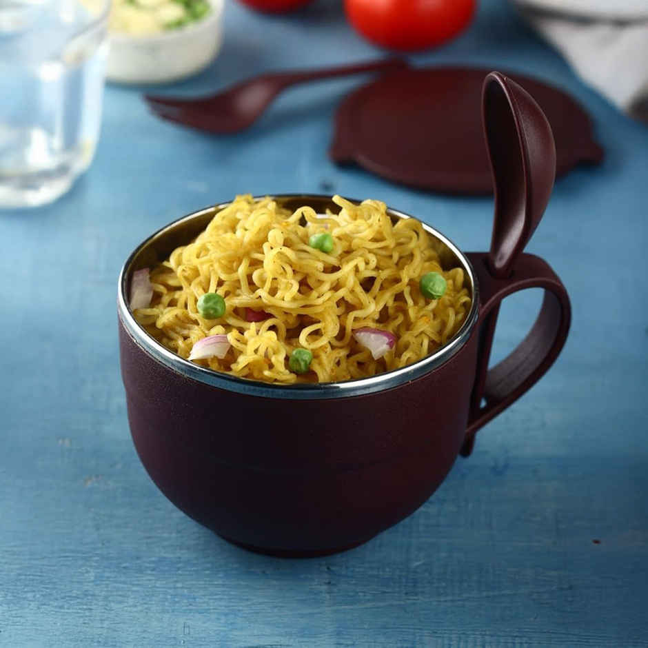 Ganesh Stainless Steel Noodle&Soup Bowl With Handle&Spoon