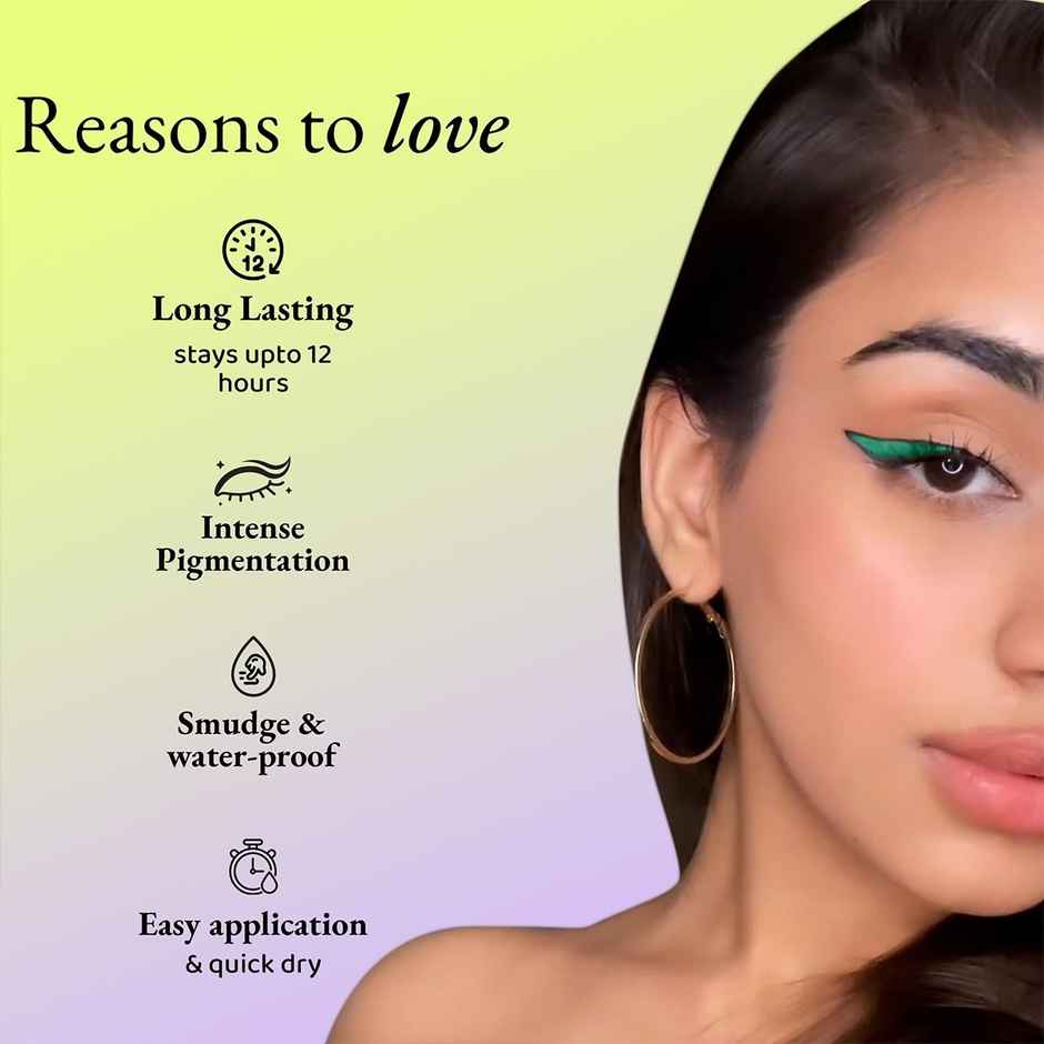 Elitty Green Metallic Waterproof Liquid Eyeliner (Power Move)