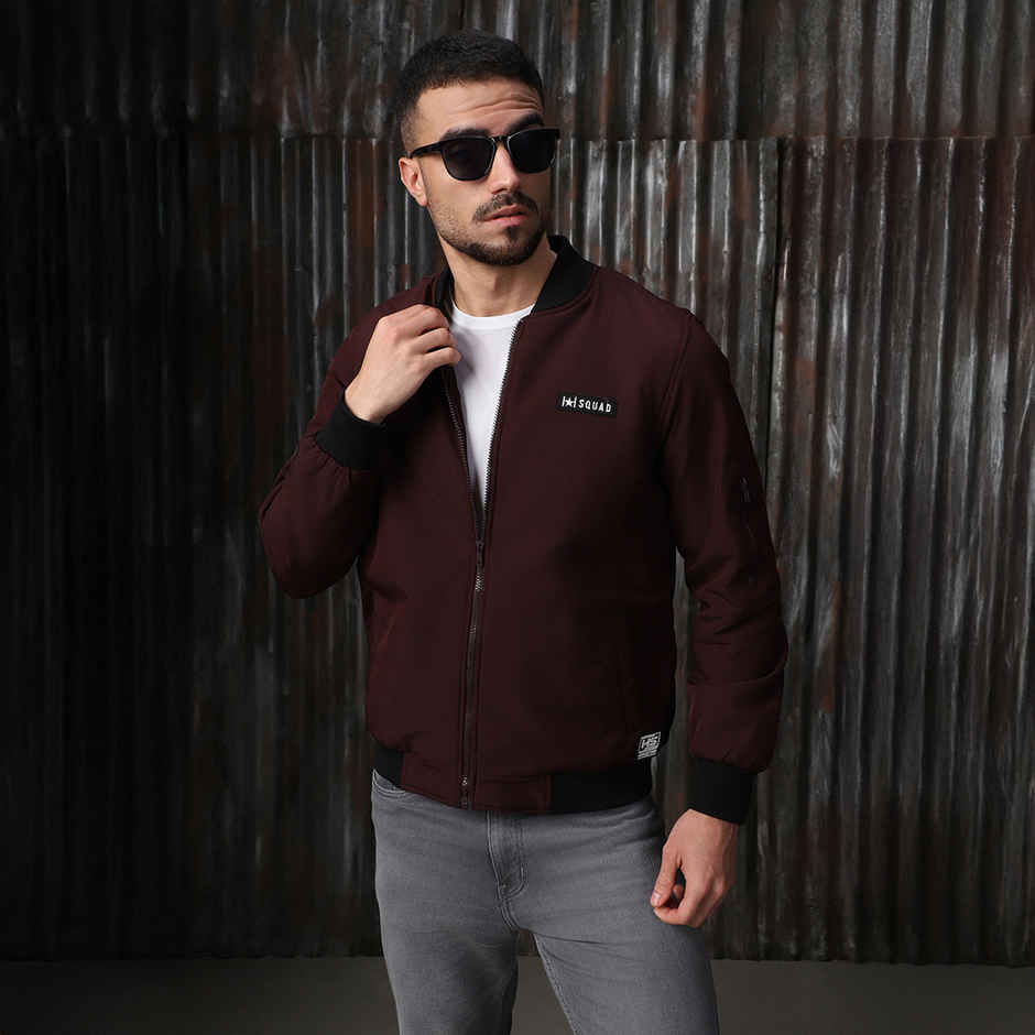 High Star Men's Lightweight Bomber Jacket | Maroon - L