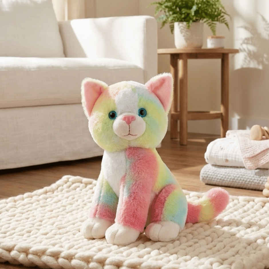 Toytales Cute Cat Soft Toy | Plushie Colorful Stuffed Animal | Toy For Kids
