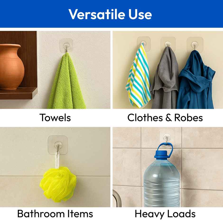 Zulaxy Adhesive Hanging Hooks | No Drilling Required for Kitchen & Bathroom Use
