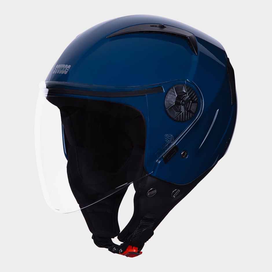 Studds Vogue Open Face Motorcycle Helmet with Clear Visor |Petrol Blue - L