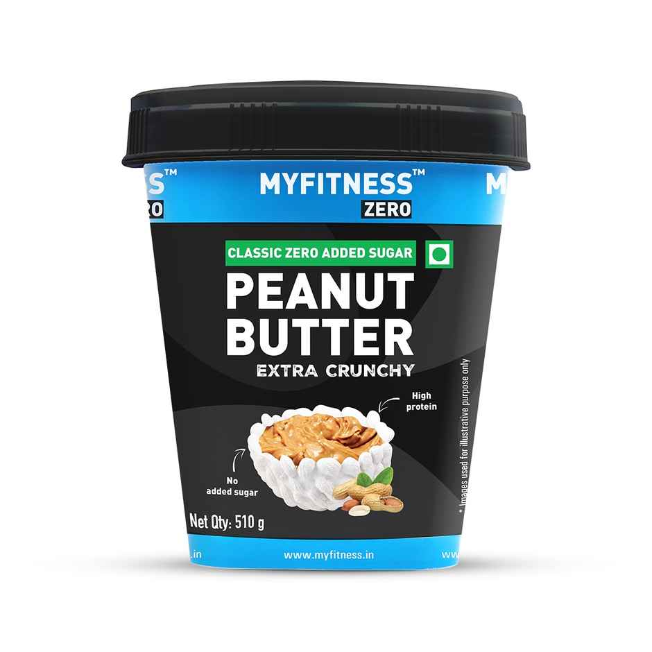 MyFitness Zero Natural Classic Peanut Butter Extra Crunchy Spread | No Sugar, High Protein