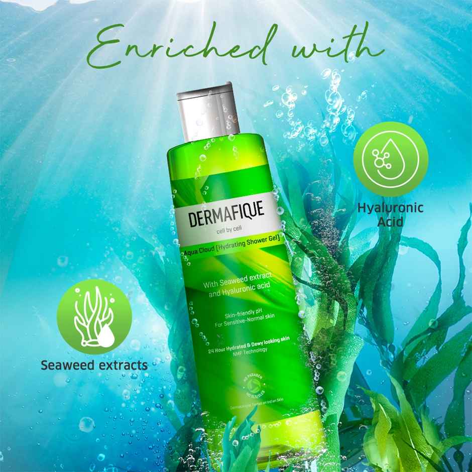 Dermafique Aqua Cloud Hydrating Shower Gel | Enriched With Seaweed Extracts & Hyaluronic Acid