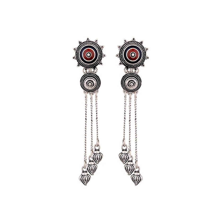 Voylla Mandala Tassels Drop Earrings
