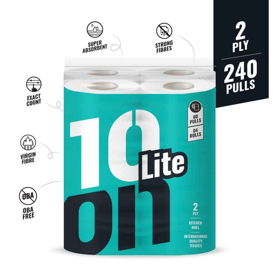 10'ON Lite Kitchen Towel Packl | 4 Rolls | 60 pulls Each