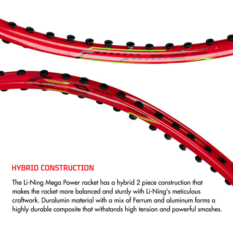 Li-Ning Mega Power Mp8 Badminton Racket- Fire Red (Strung)