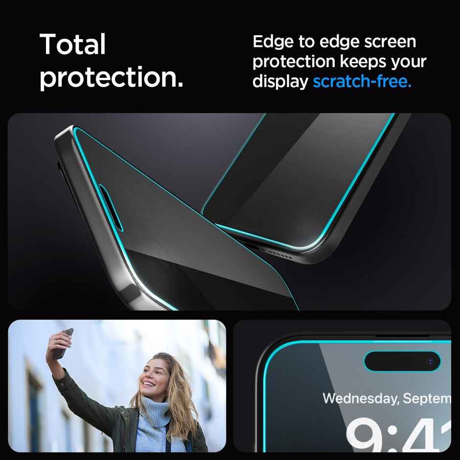 Spigen Ez Fit Privacy Tempered Glass Screen Protector Guard For Iphone 15 Pro Max- 2 Pack