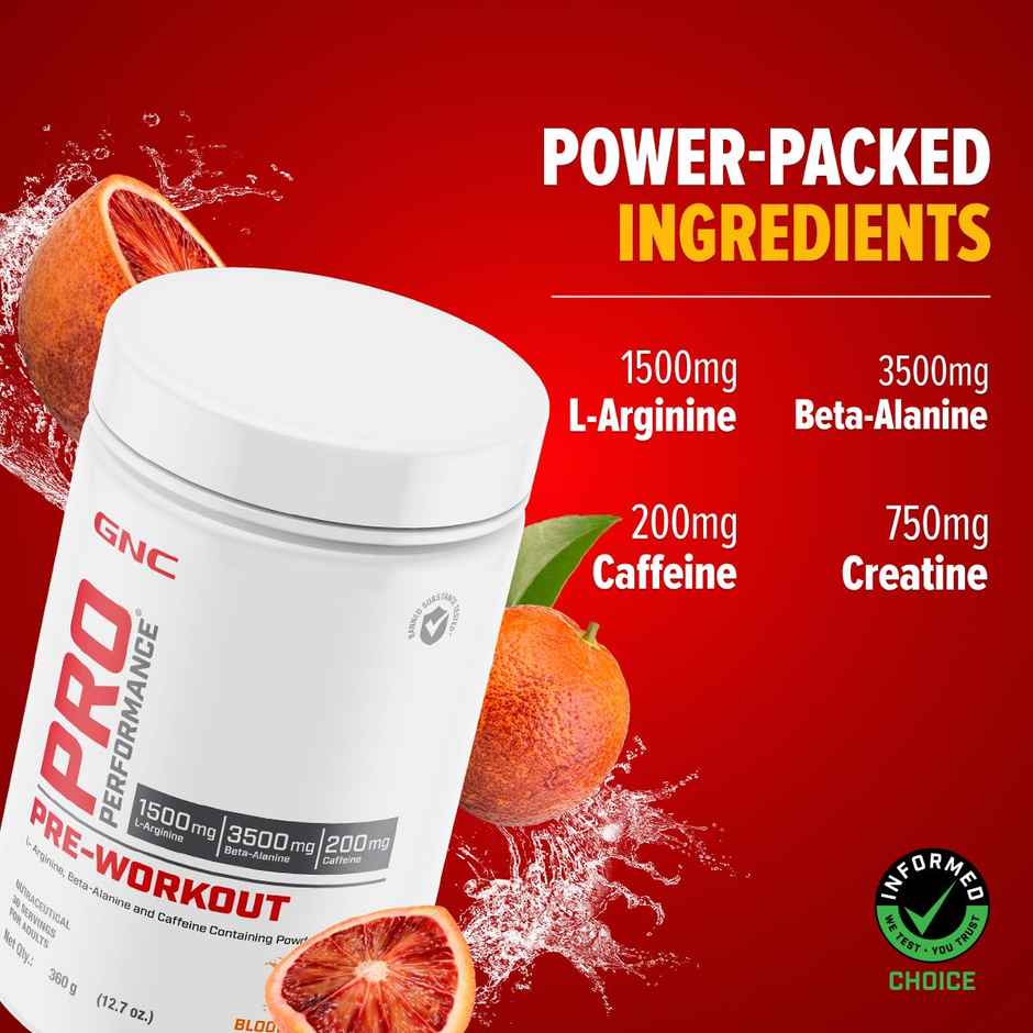 GNC Pro Performance Pre Workout Blood Orange | 30 Servings