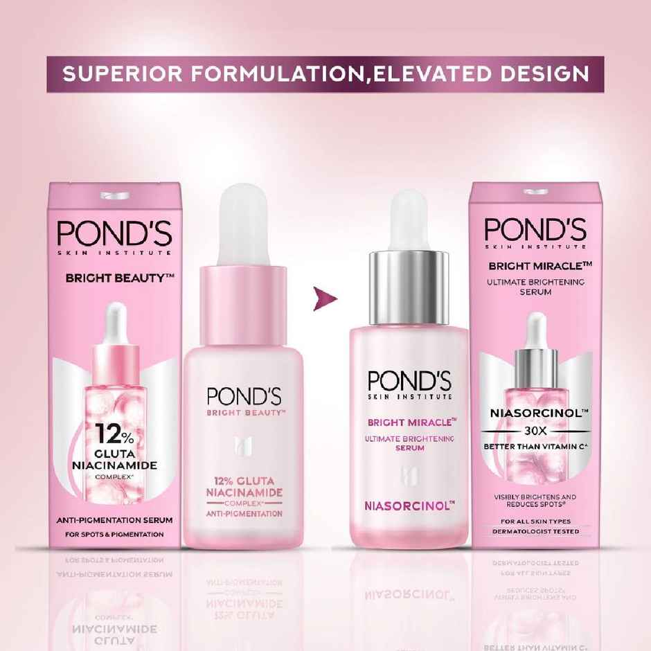Pond's  Bright Miracle Ultimate Brightening Serum With Niasorcinol, 30X Better Than Vit C, 15Ml