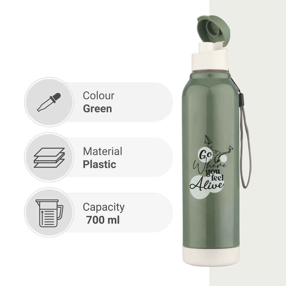 Flair Oxy 900 PP Inner Insulated Water Bottle | Green | 700 ml