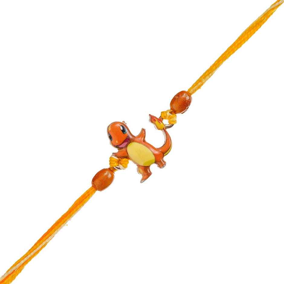 Kids Charmander Pokemon Rakhi for Bhai, Bhaiya with Roli Chawal Pack (eCraftIndia)