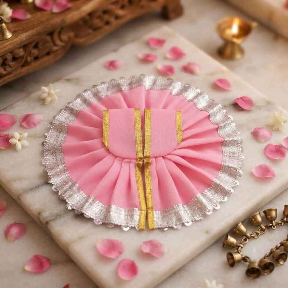 Gullak Laddu Gopal Gherdar Poshak | Solid Color | Pink | Size 4