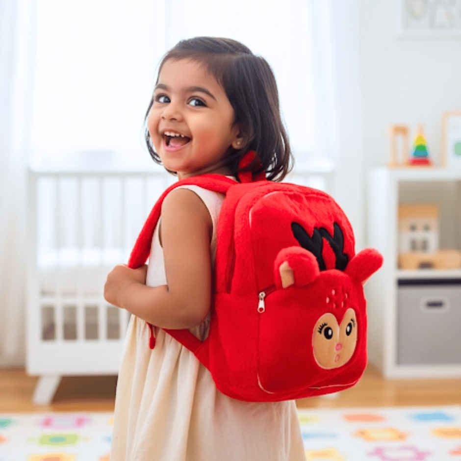 Toytales Cute Deer Bag | Plush Backpack School | Bag For Kids | Kids Bag