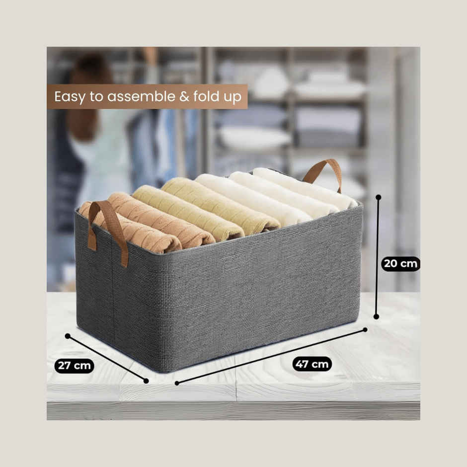 Zulaxy Foldable Fabric Storage Organizers for Clothes & Multipurpose Use | Grey
