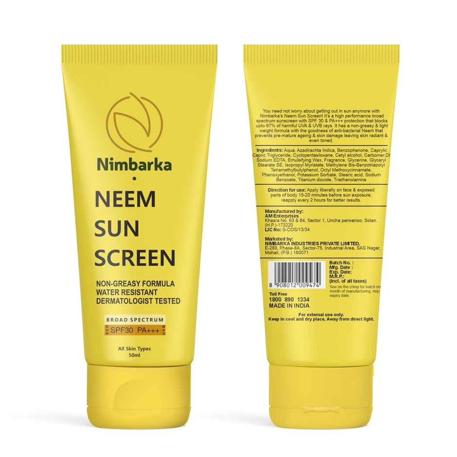 Nimbarka Neem Sunscreen SPF 30 PA+++ Broad Spectrum Uv Protection Non-Greasy & Lightweight Formula