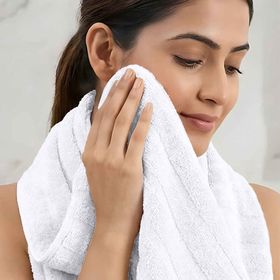 Mytrident Quick Dry Cotton Hand Towel Set | 16 x 28 in | White