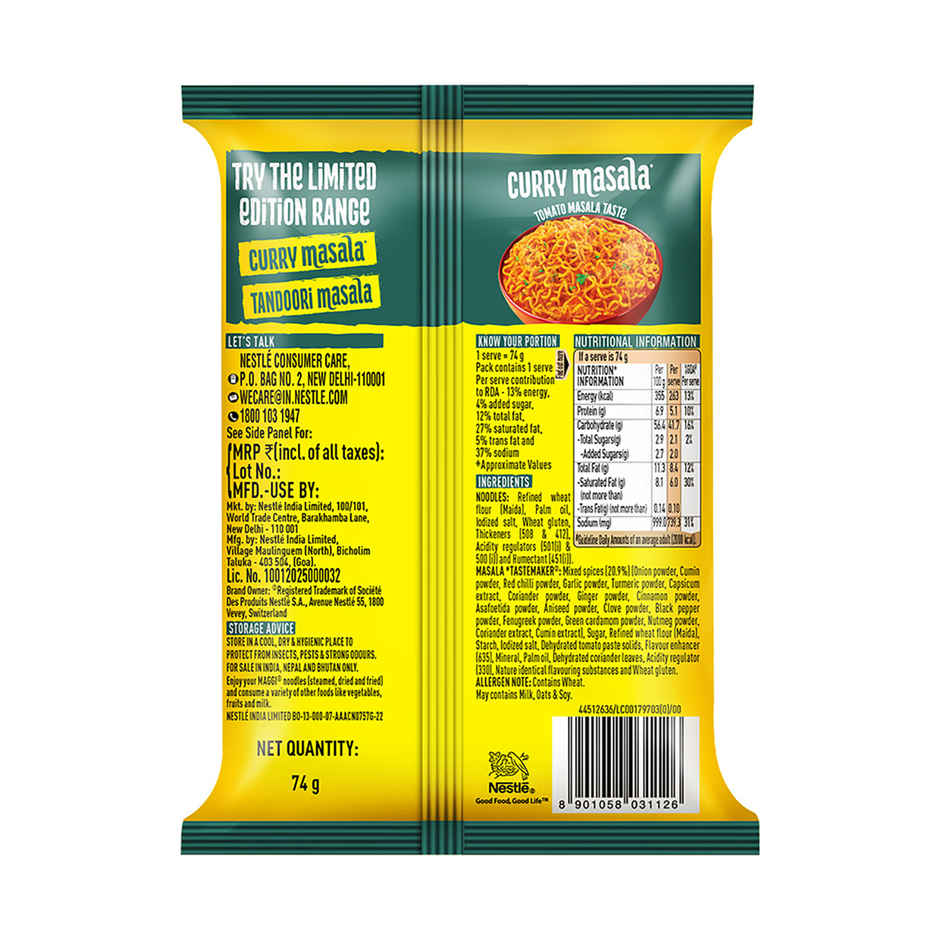 Maggi 2-Minute Instant Noodles, Curry Masala Taste Combo