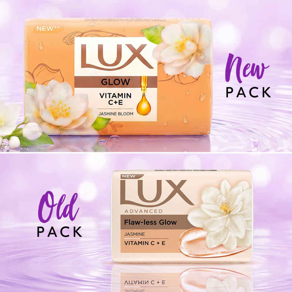 LUX Jasmine Bloom Glowing Bathing Soap Bar with Vitamin C & E For Visibly Glowing Skin