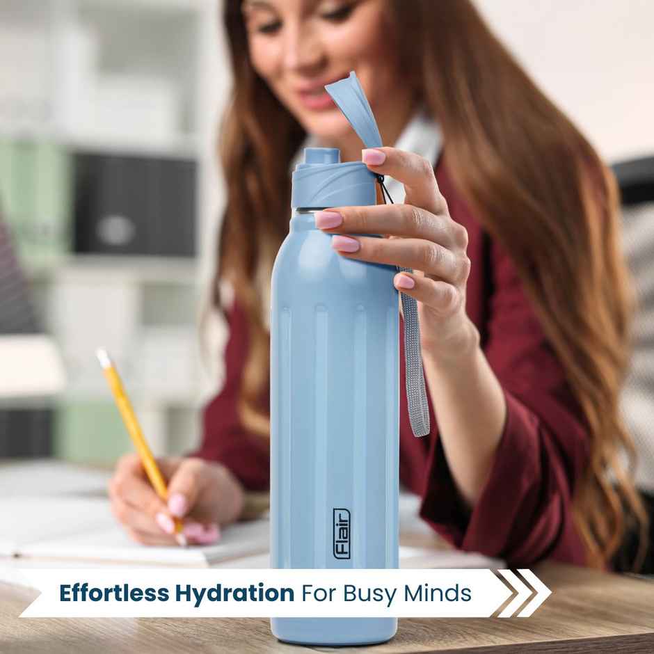 Flair Stainless Steel Arrow Inner Insulated Water Bottle | Blue - 900 ml