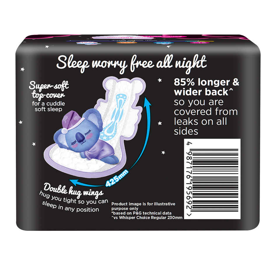 Whisper Bindaz Nights Koala Sanitary Pads | XXXL+ | 8 pcs