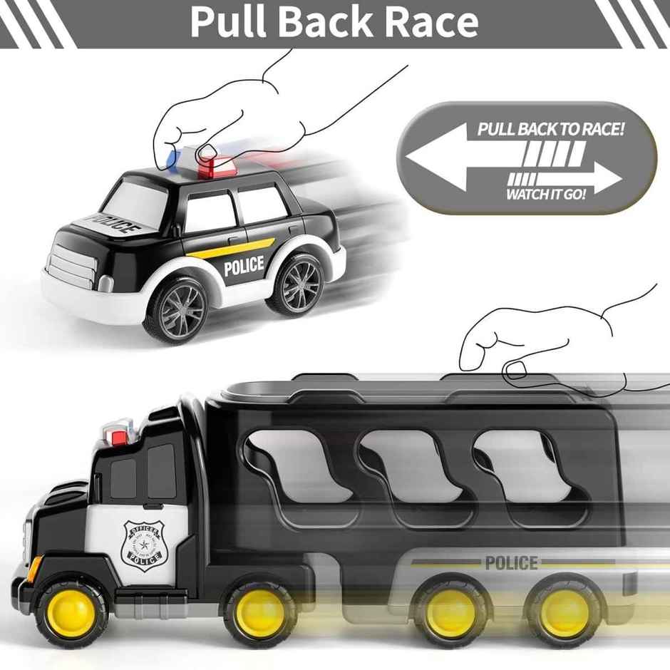 Kidology Police Truck Toy | Friction Car Set with Light & Music | Toddler Toy