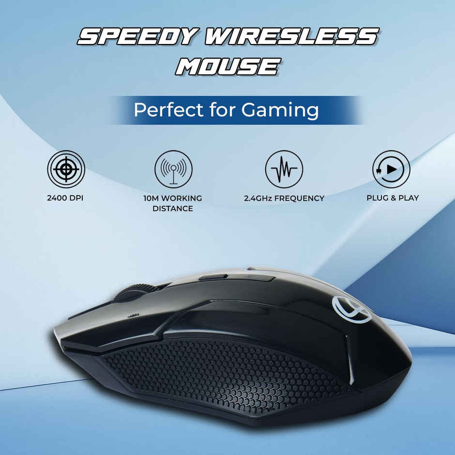 Lapcare Speedy Wireless Gaming Mouse Upto 2400 Dpi |10M Distance |3 M Clicks Duracell Battery - Black