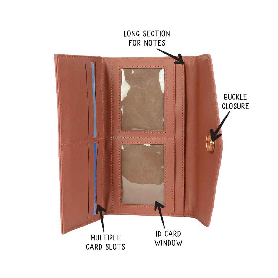 Baggit Women Quer 3 Fold Wallets | Rose Wood