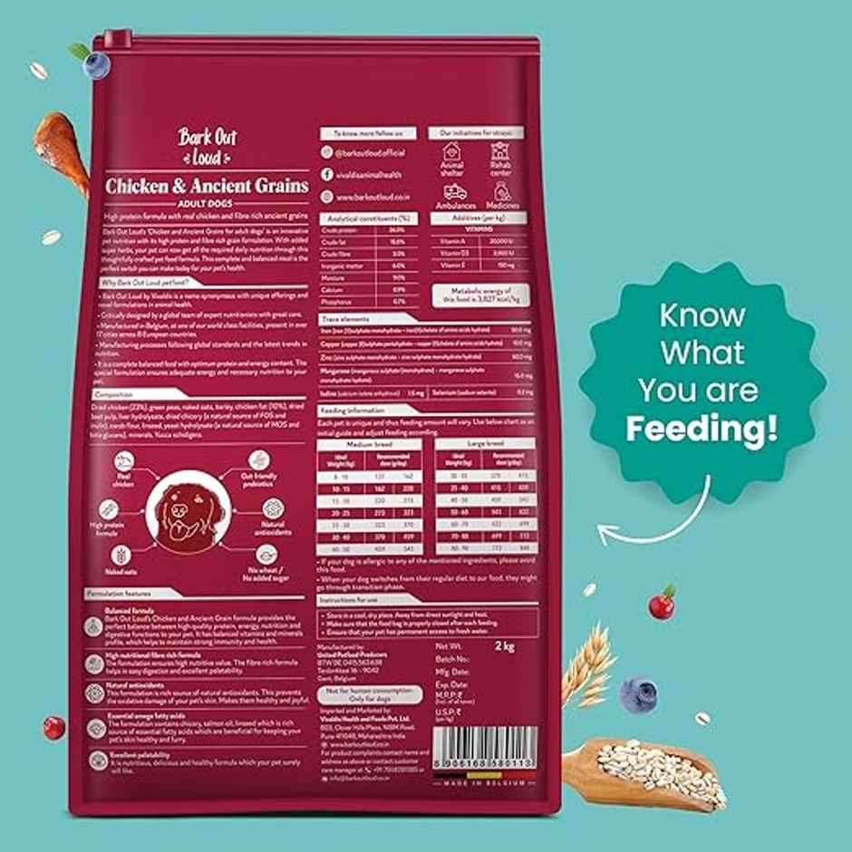 Bark Out Loud - Adult Dog Food Chicken and Ancient Grains  for Medium / Large Breed