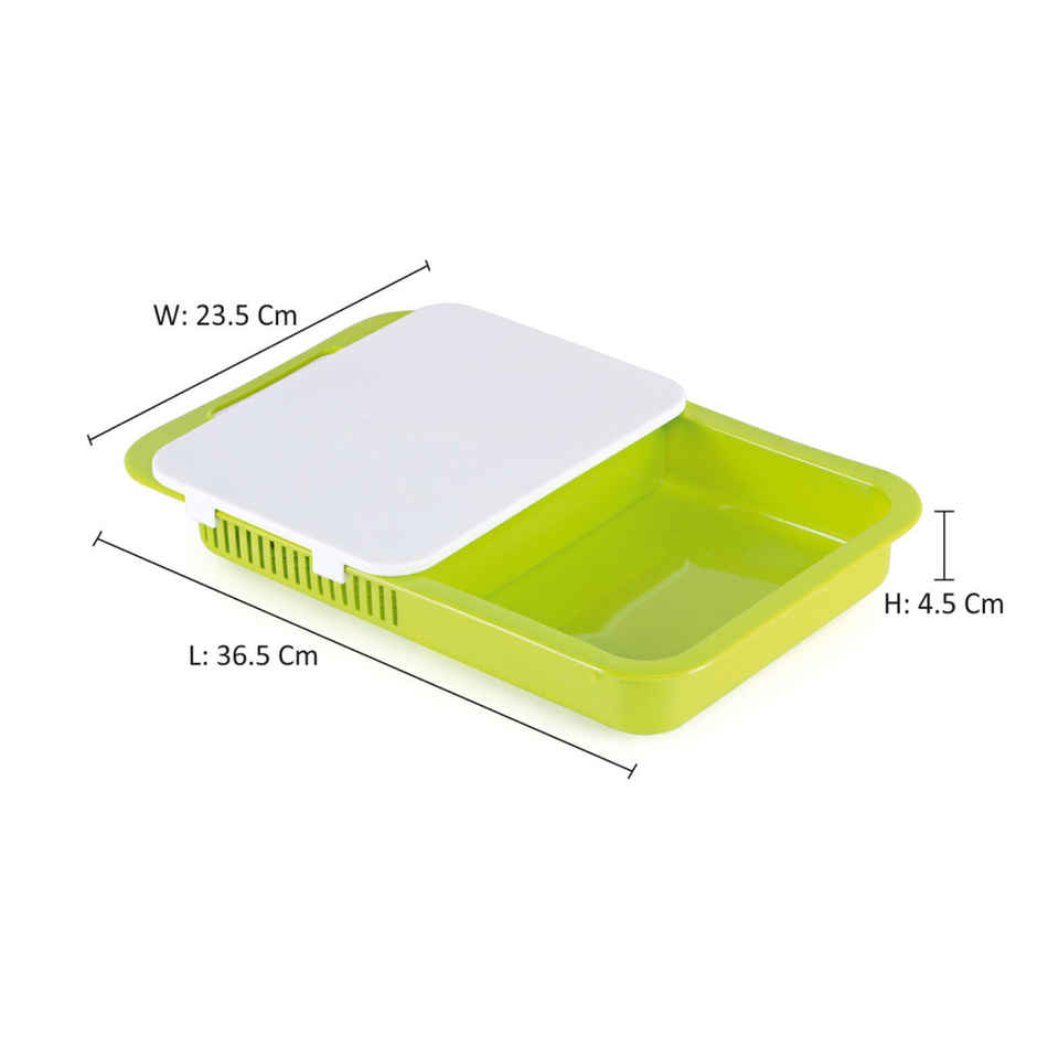 Joyo Plastics Chop - N - Store Cutting Chopping Board with Tray & Strainer (Colour May Vary)