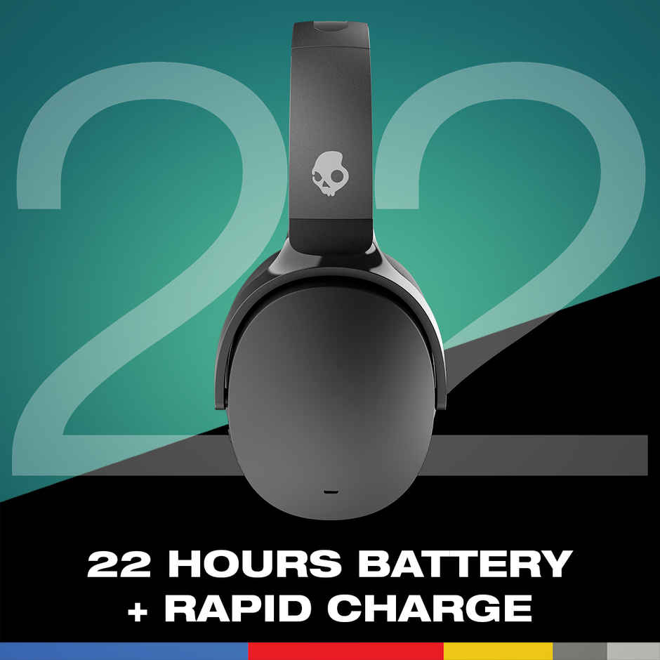 Skullcandy Hesh Anc Wireless Over-Ear Headphones, Active Noise Cancelling, Wireless Charging- Black