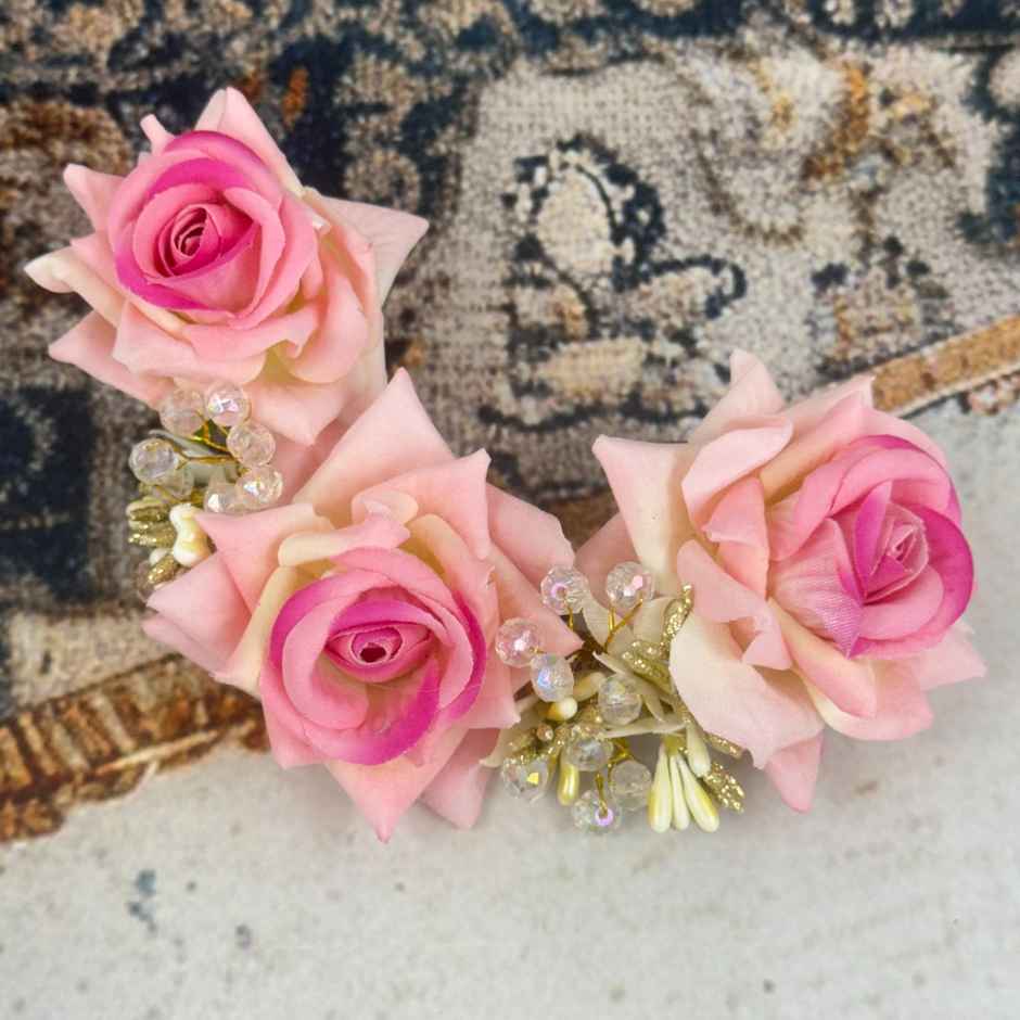 The Opal Factory Hair Accessories | 3 Rose Hair Veni | 1 Pc | Pink