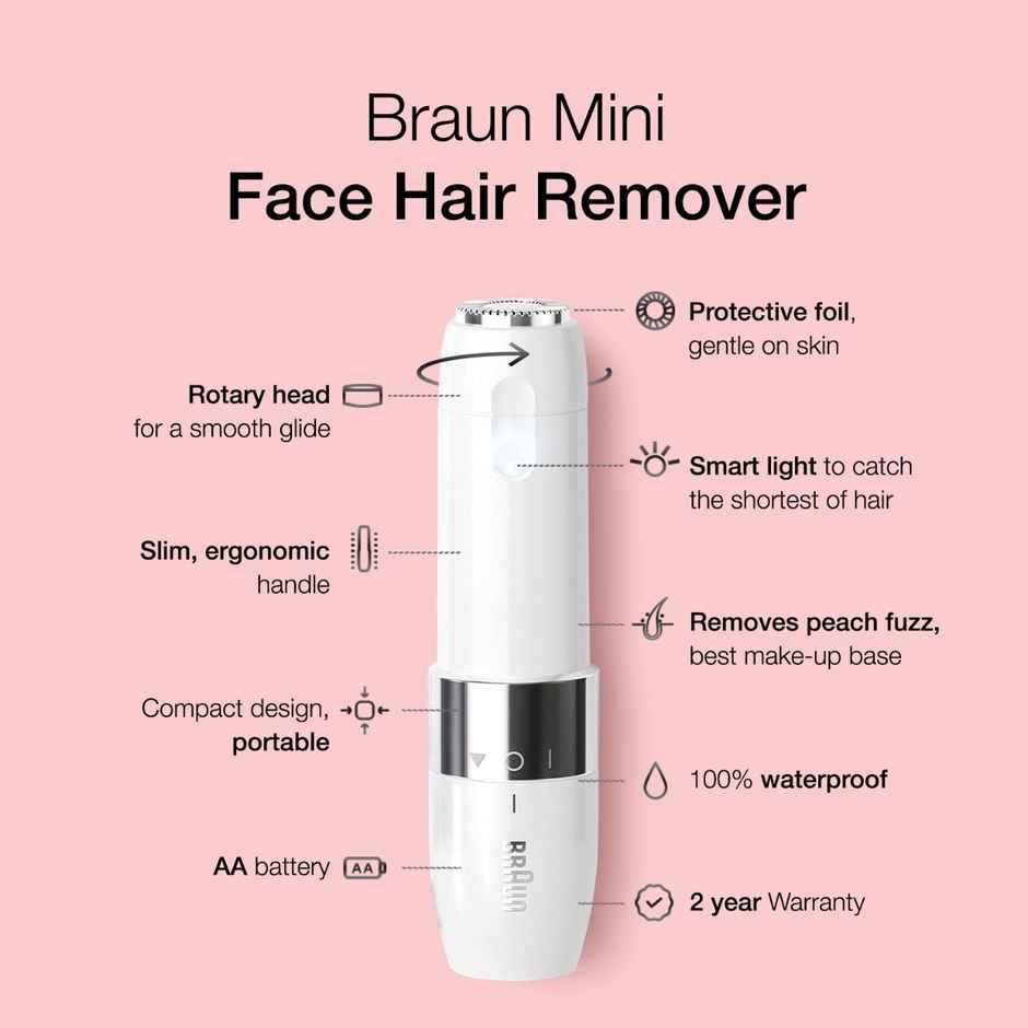Braun Face Mini Hair Remover Fs1000 Electric Facial Hair Removal For Women Quick With Smartlight
