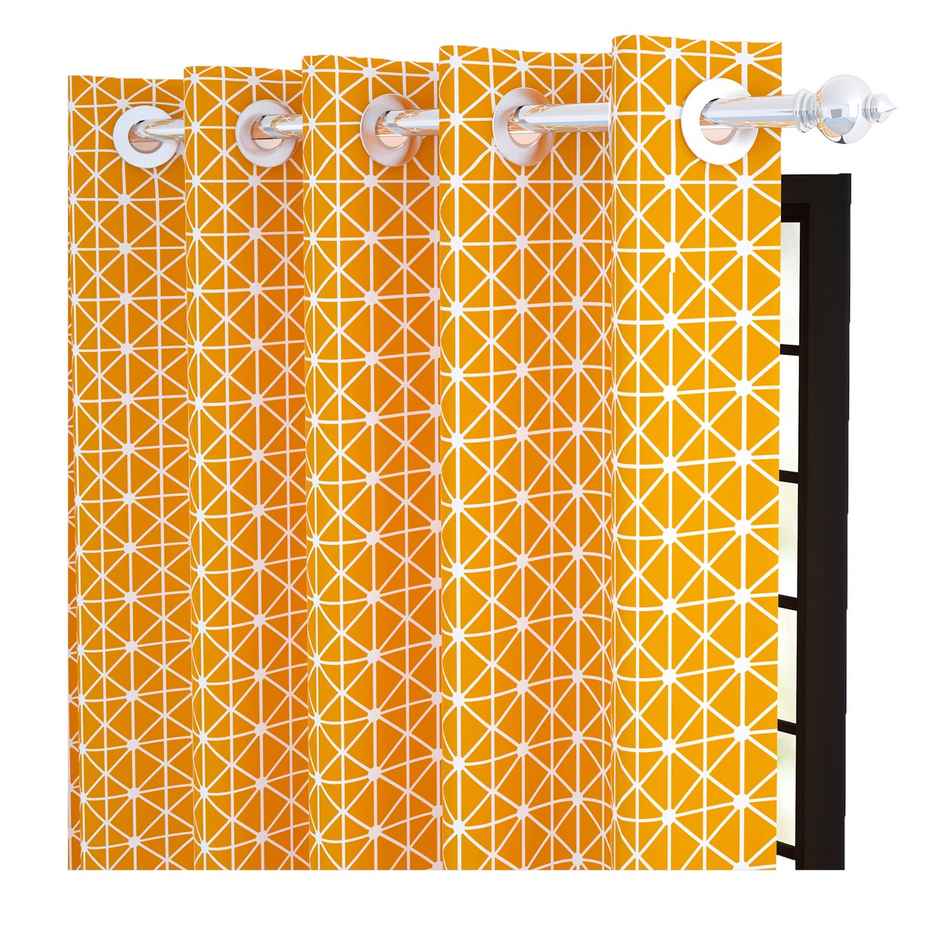 Story@Home 300 GSM 100 % Cotton Abstract 1 U Window Curtain | Orange & White