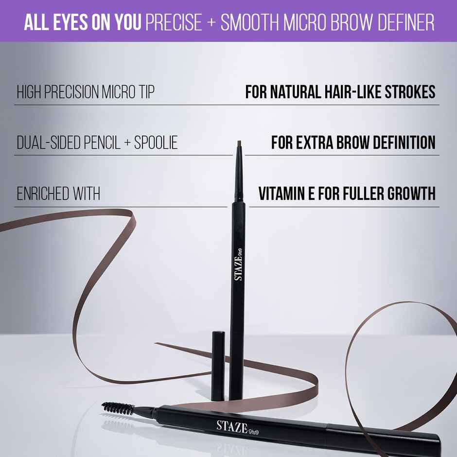 Staze Instant Brow Definer Pen with Spoolie |01 Natural Brown