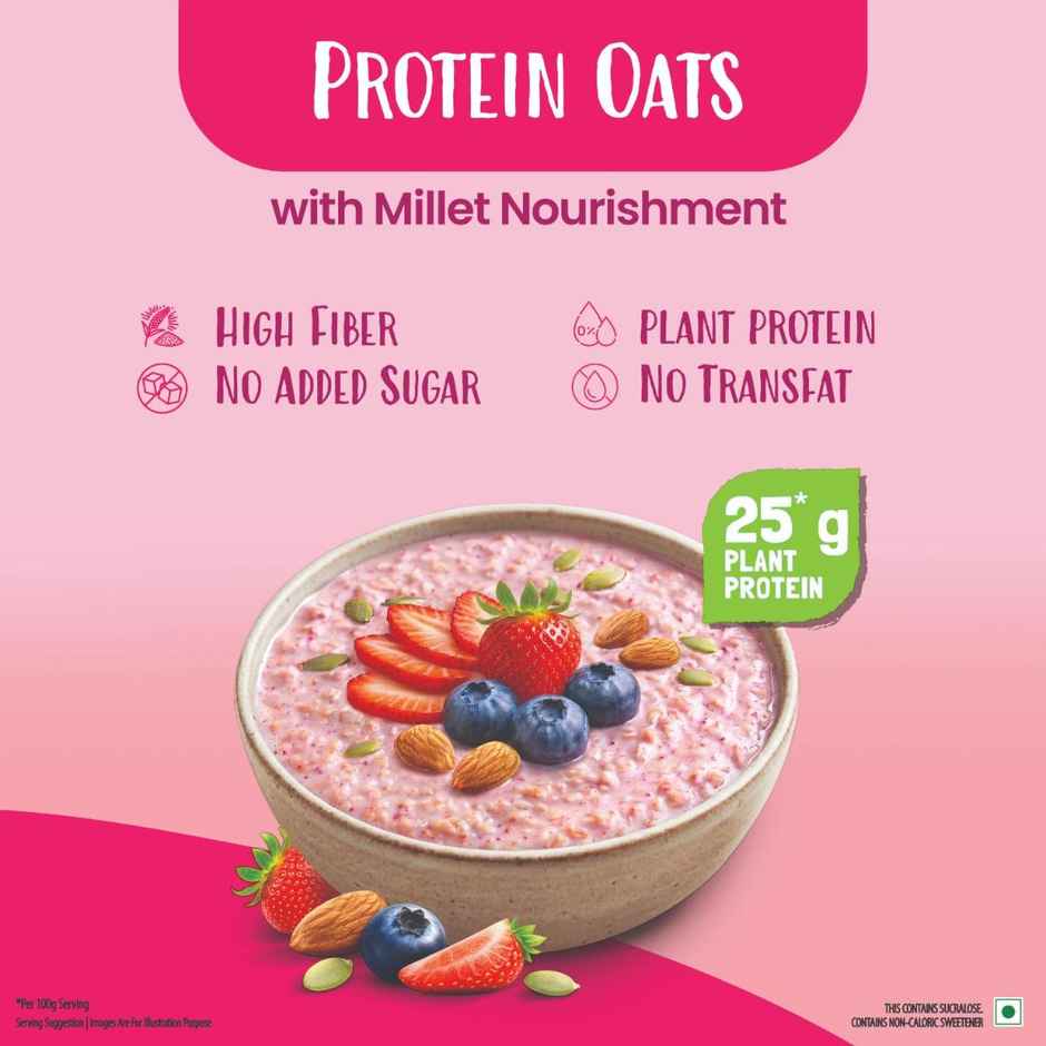 Tata Soulfull No Cook Millet Hi Protein Oats Berry Chia, 25g Plant Protein, High Fibre