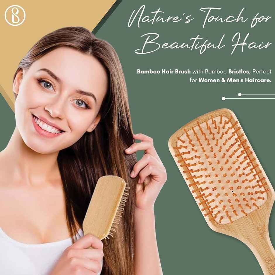 Beaute Secrets Bamboo Hair Brush with Bamboo Bristles
