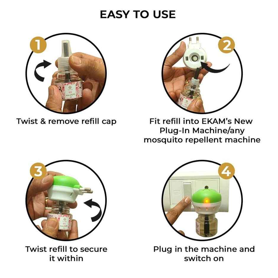 Ekam Midnight Scented Plug In Air Freshener Kit | 1 x Machine + 1 x Refill Bottle