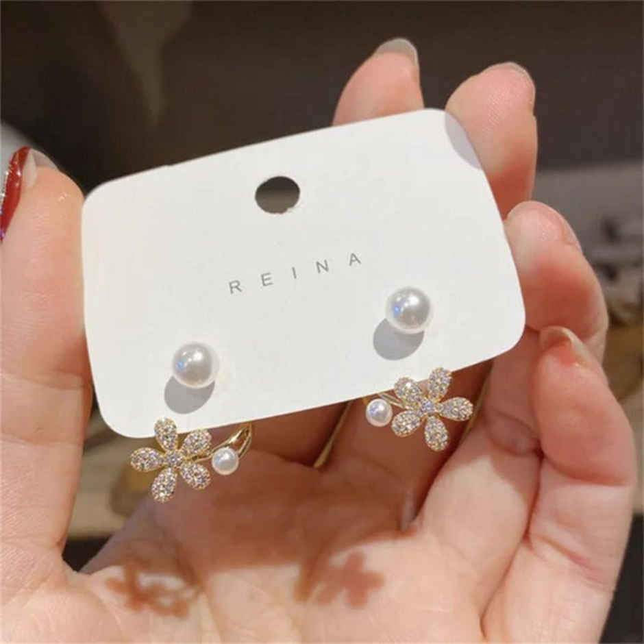 Estailo Fashion Women's Jewellery Earrings White Floral One Size | E0001452