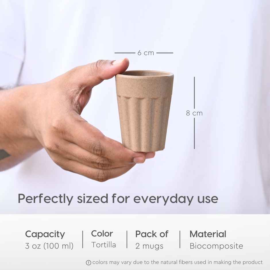 Eha Earth Friendly Tea & Coffee Cup | Rice Husk Biocomposite | Tortilla - 100 ml