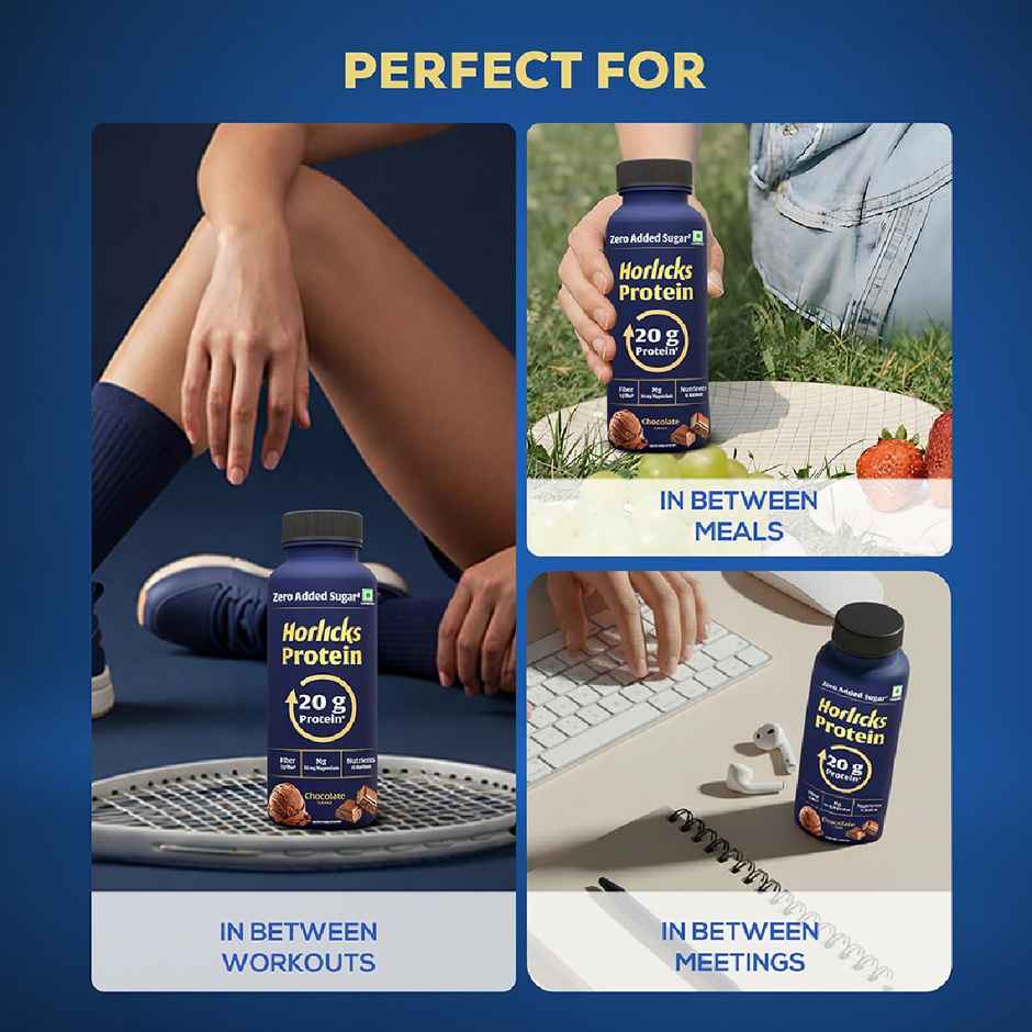 Horlicks Protein Milkshake, with 20g Protein Chocolate Flavour