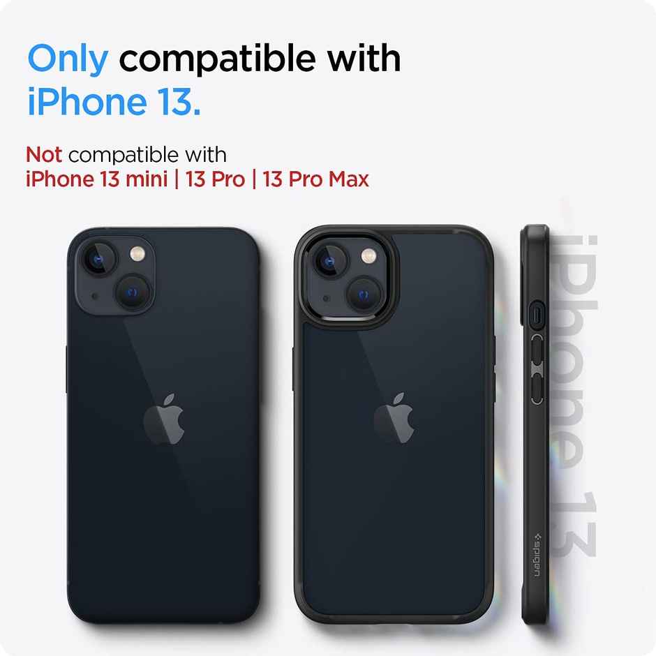 Spigen Ultra Hybrid Back Cover Case Compatible with iPhone 13 (TPU + Poly Carbonate | Matte Black)
