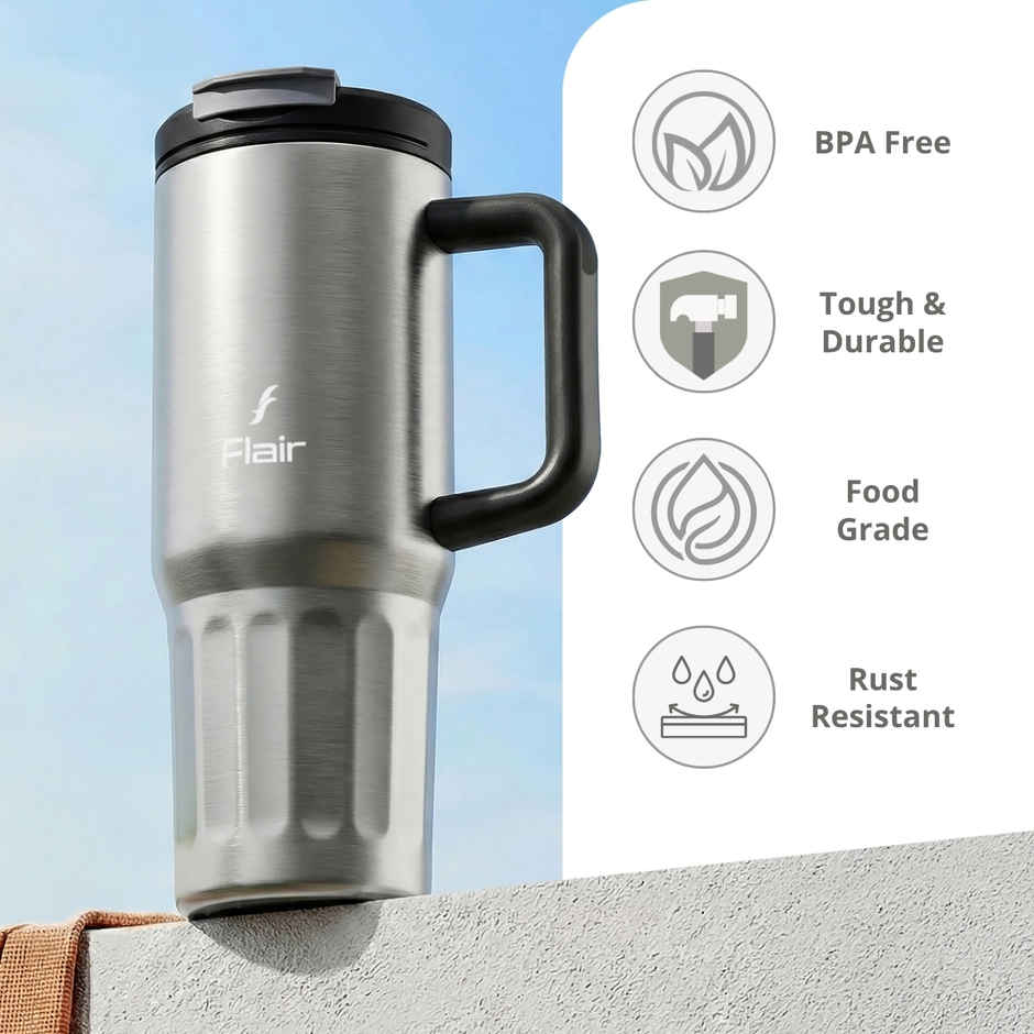 FLAIR Vogue Insulated Stainless Steel Tumbler with Lid | Grey - 750 ml