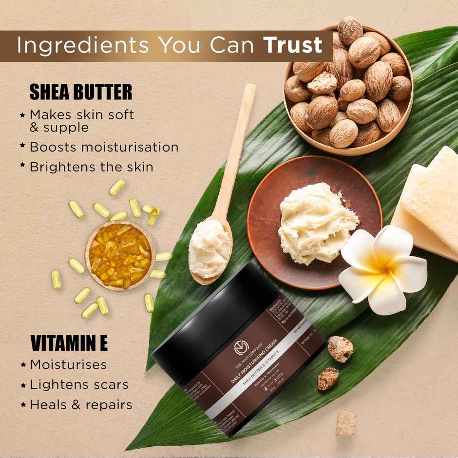 The Man Company Daily Moisturizing Cream (50gm) | Moisturizes & Hydrates with Shea Butter, Vitamin E & Coco Butter | Face Moisturizer For Men