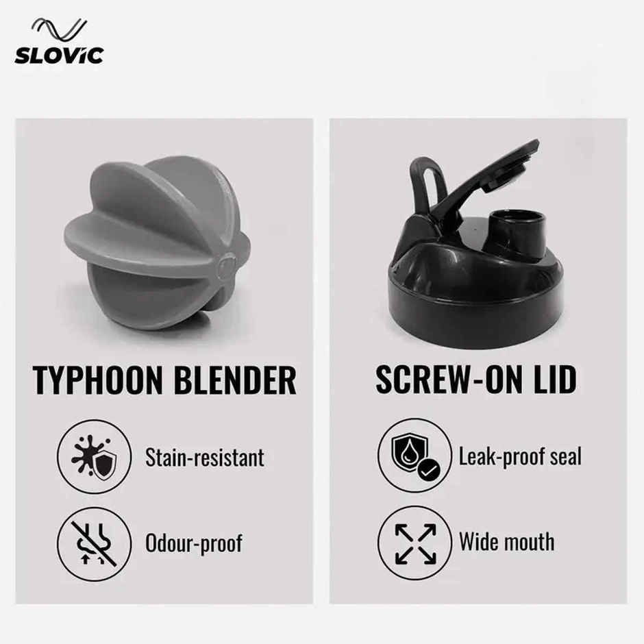 Slovic 700ml Protein Shaker for Gym and Sports | Leak|Proof | Black